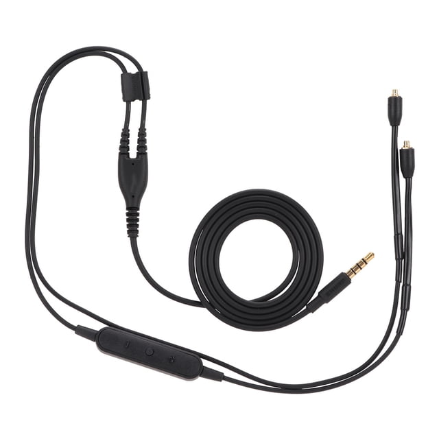 Cable trenzado para auriculares compatible con SE215, SE425, SE535, SE846, UE900 (negro con micrófono)