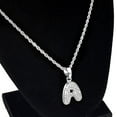 thumbnail image 5 of Micro Letter A Rope Chain Initial Pendant Bling Silver Tone Monogram Name Hip Hop Necklace 24" In, 5 of 6