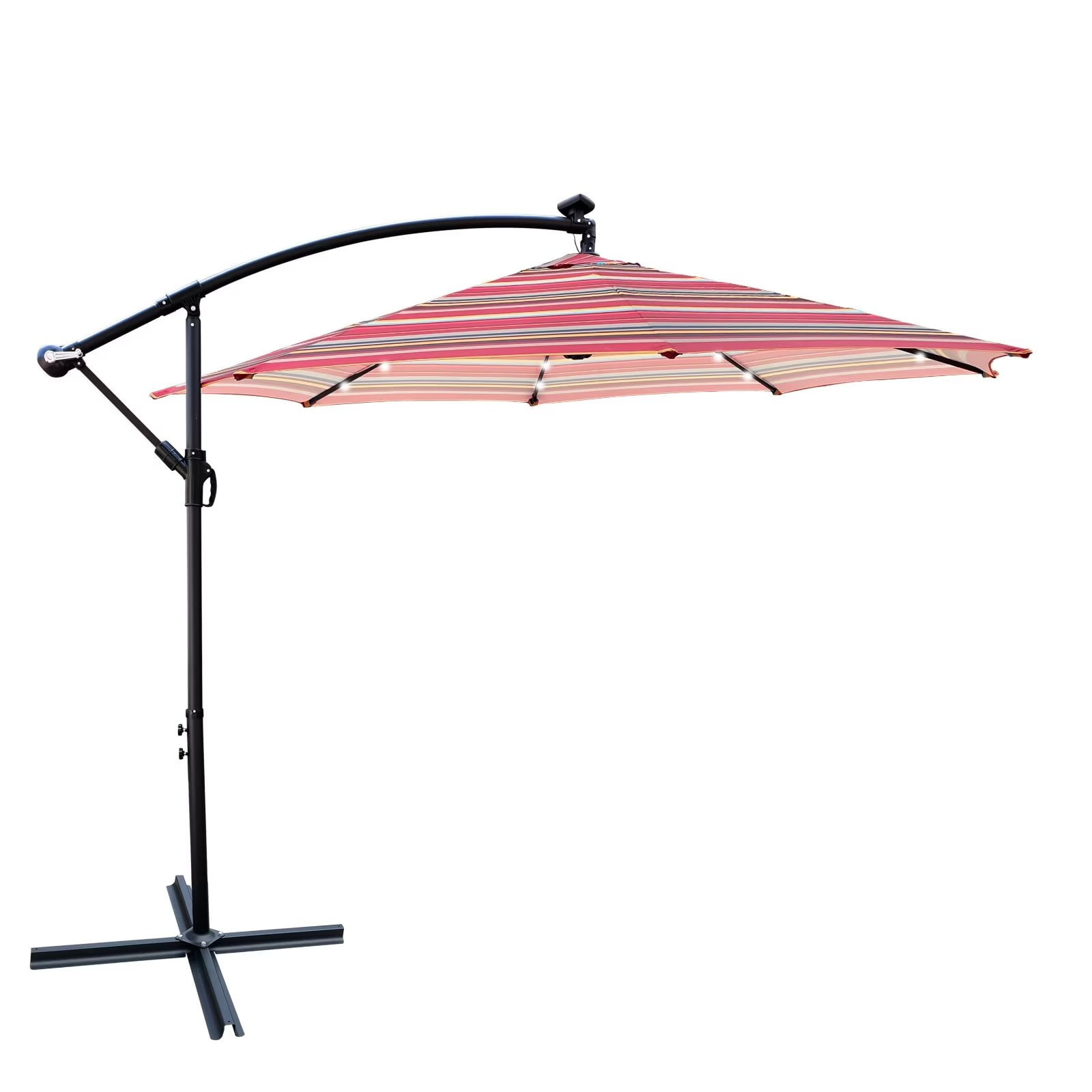 STRONG CAMEL 6.5'x10' 80 LED Patio Battery Hanging Sunshade Umbrella  Canopy Outdoor
