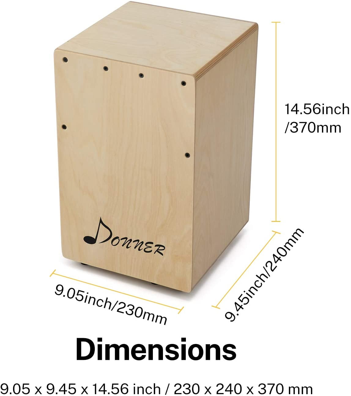 Donner Compact Size Cajon Box Drum with Internal Guitar Strings