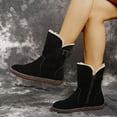 thumbnail image 1 of Women's Winter Pure Color Fleece Warm Suede Belt Buckle Snow Short Cotton Boots, 1 of 6