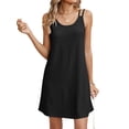 thumbnail image 3 of Hibeli Women's Eyelet Crew Neck Double Suspenders Sleeveless Solid Color Mini Dress, 3 of 7