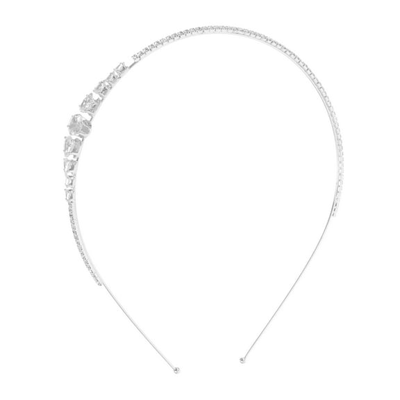 OFFIGAM Silver Rhinestone Bridal Headband Sparkling Hair Accessory Lightweight Metal Wedding Headpiece