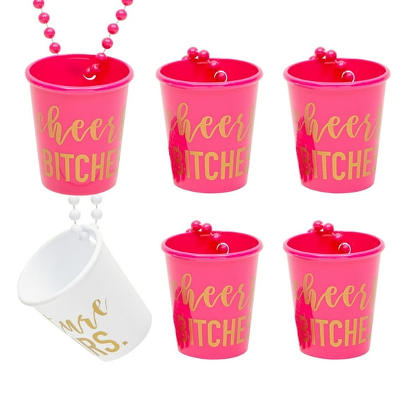 6-Pack Bachelorette Shot Glass, 13 Inch Necklace, Ideal for Bridal Showers & Bachelorette Party Favors