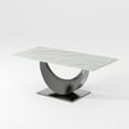 thumbnail image 2 of POVISON 87"Modern Minimalist White Dining Table for 8, with Rectangular Sintered Stone Tabletop, Crescent Moon Shape, Carbon Steel Base, 2 of 9