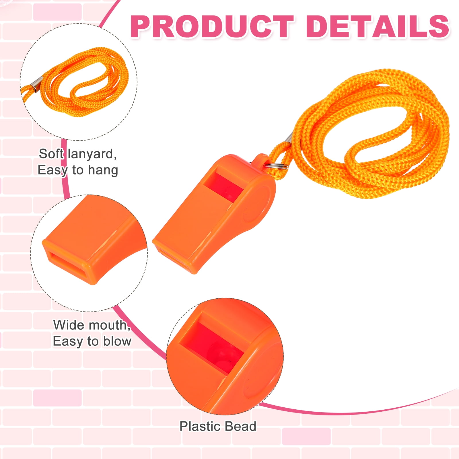 Uxcell Plastic Whistles with Lanyard, Training Sports Gather Whistles Loud Crisp Sound Colorful Bulk Whistle 36 Pcs & Orange -Fitting for (Coaches/Referee/Outsides/Team Events)