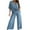 Blue, variant on Jsaierl Womens 2 Piece Summer Sets Short Sleeve Casual Tops and Wide Leg Pants Outfits 2 Piece Breathable Matching Outfits Sets