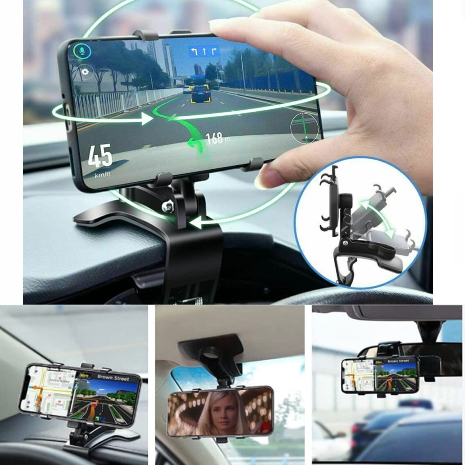 Dashboard Car Phone Holder Mount with 360 Degree Rotation,Dash Cell Phone Stand Suitable for 4 to 7 inch Smartphones, Universal