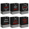 thumbnail image 6 of Plaid Christmas Gift Bags - 6 Pack - Medium Size 10" White & Black Buffalo Plaid Gift Bags With Handles & Name Tags - Assorted Xmas Gift Bags with 6 Holiday Sayings & Red Metallic Foil Details - 6 Pac, 6 of 7