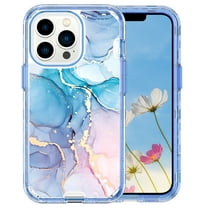 Dteck for iPhone 12 Pro Max Case Rugged Cover with IMD Marble Fashionable Designs for Women Girls, Protective Phone Cover for iPhone 12 Pro Max,Blue