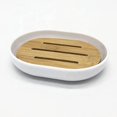 thumbnail image 2 of Bandeja de jabonera, Jabonera de resina, Caja de soporte de barra de jabón de bambú para fregadero de cocina de ducha, Caja de contenedor de jabón de drenaje de doble capa, Caja de jabón de, 2 of 5