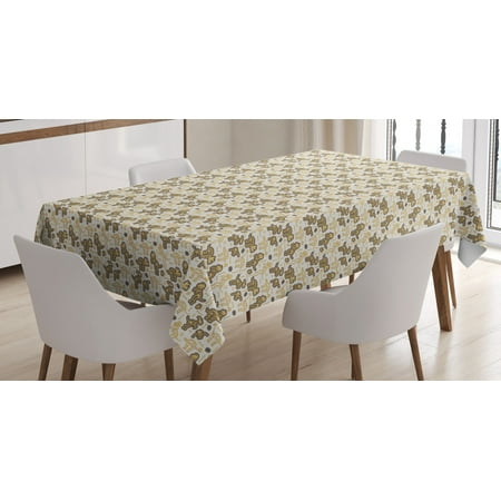 

Halloween Tablecloth Dinosaur Skeletons and Fossils Bones Scary Ancient Creature Archaeology Rectangular Table Cover for Dining Room Kitchen 52 X 70 Inches Beige Brown White by Ambesonne