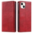 thumbnail image 2 of Mantto Flip Wallet Case for iPhone 14, for Women Men, Magnetic Closure Folio Cover with Credit Card Holder Slots, Shockproof Durable PU Leather Kickstand Phone Case,Red, 2 of 8