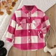 thumbnail image 2 of Odeerbi Kids Boys Girls Plaid Shacket Jacket Wool Coat Children's Clothing 2024 Long Sleeve Plaid Top Coat Hot Pink 6-7 Years, 2 of 3
