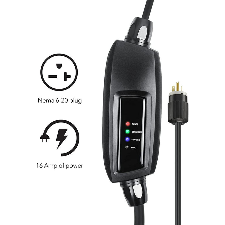 Type 2 EV Charger Level 2 16 Amp Portable Electric Vehicle Charger, Schuko  Plug 220V-240V Car Charging Cable, IEC 62196-2