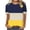 Yellow, variant on ABATAB Tops for Women Print Fashion T Shirts Color Block Crewneck Loose T-Shirt Short Sleeve Summer Dressy Tee