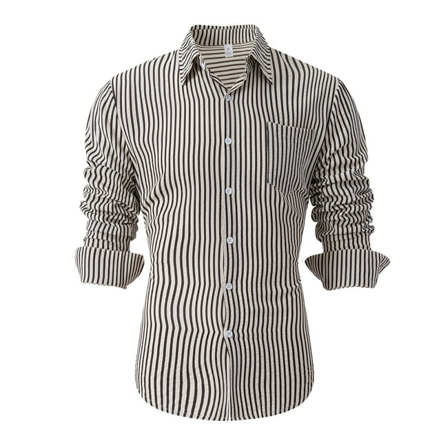 Blusa y camisa de manga larga con cuello vuelto para hombre, blusa informal de moda con botones y retazos, blusa de manga larga con cuello alto, blusa de poliéster para hombre