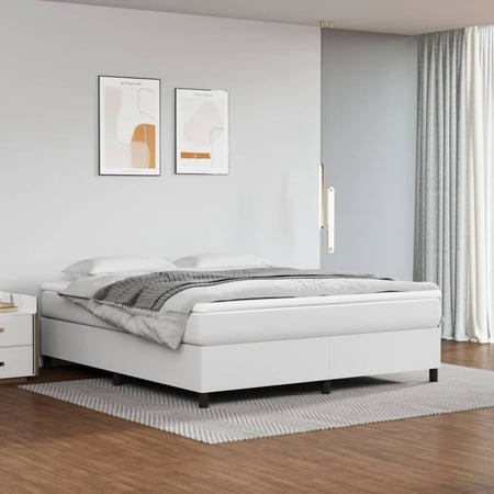 vidaXL Box Spring Bed with Mattress White 183x213 cm California King Faux Leather