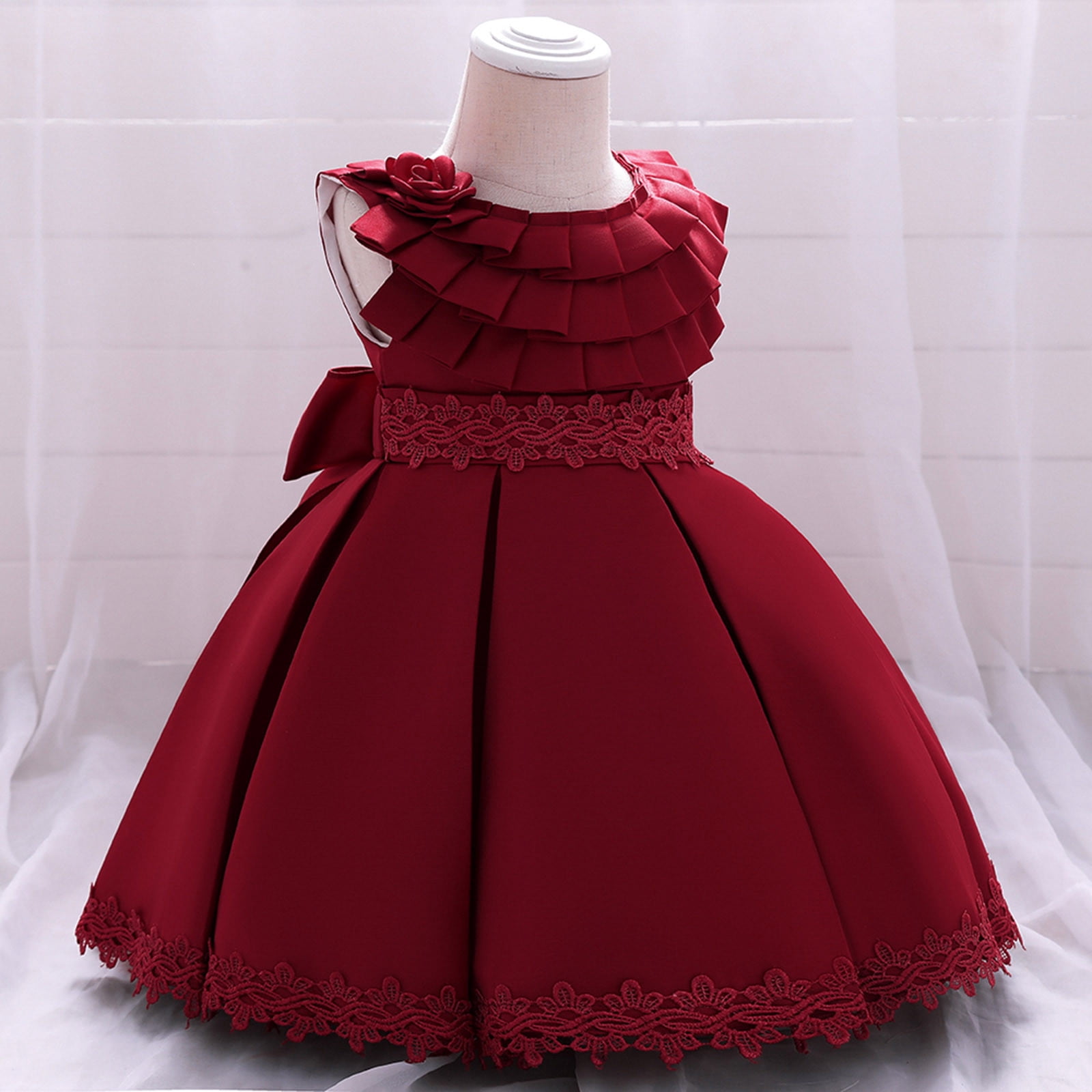 Robe De Noël Pour Bébé Fille Rouge Avec Tutu - Tenue De Fête Pour Nouveau-né à 4 Ans