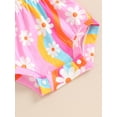 thumbnail image 6 of Suealasg Newborn Girls Summer Romper +Headband Infant Short Sleeve Crew Neck Stripes Floral Print One Piece Bodysuit 3 6 9 12 18 Months Baby Girl Clothes, 6 of 6