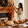 thumbnail image 6 of Fall Garland 26 Leaf Artificial Maple Vine Fall Decor for Fireplace Mantel Staircase Autumn Thanksgiving Harvest Home Decor 78.74in, 6 of 8