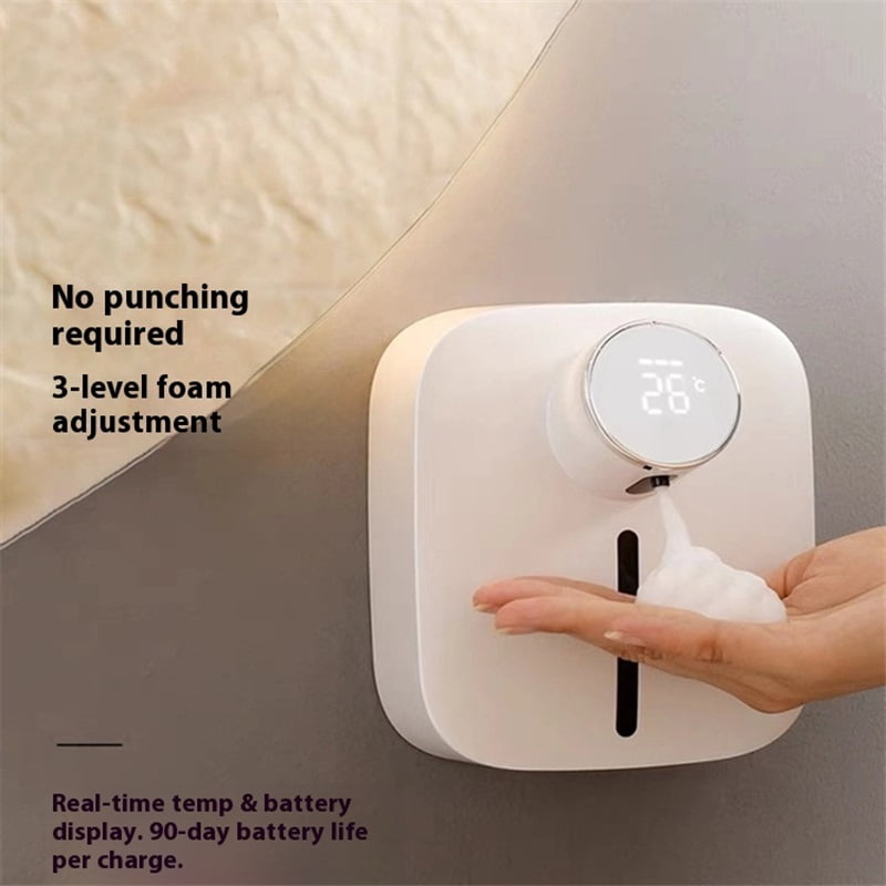 Automatic Soap Dispenser Wall Mount Touchless Foaming Hand Soap Dispenser Hands Soap Container for Bathroom Kitchen white
