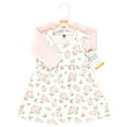thumbnail image 2 of Hudson Baby Infant and Toddler Girls Cotton Dress and Cardigan Set, Soft Pink Sage Rose, 3T, 2 of 5