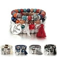 thumbnail image 2 of UDIYO 4Pcs/Set Bohemia Style Wing Beads Bracelet Women Bangle Jewelry Party Gift, 2 of 7
