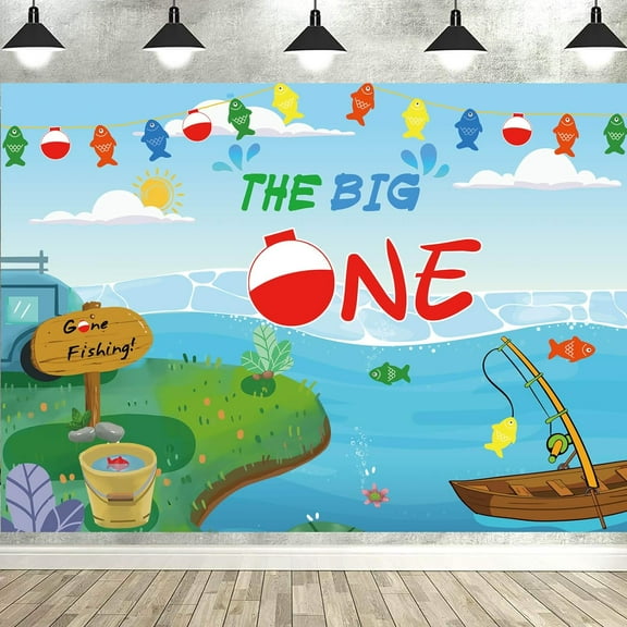 7x5FT The Big One Pretty Photography Backdrop O Fish Ally One Photo Background for Gone Fishing Little Fisherman Fishing Themed 1st Birthday Baby Shower Party Supplies Decorations