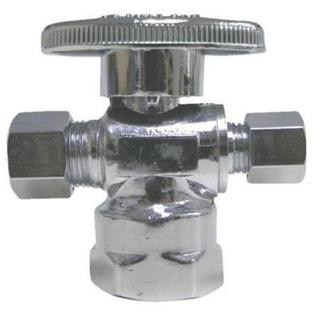 0.25' Chrome Plate B & K Industries 0.25 Turn Chrome Plated Brass Angle Valve, 0.25 x 0.62 x 0.37 in. ()