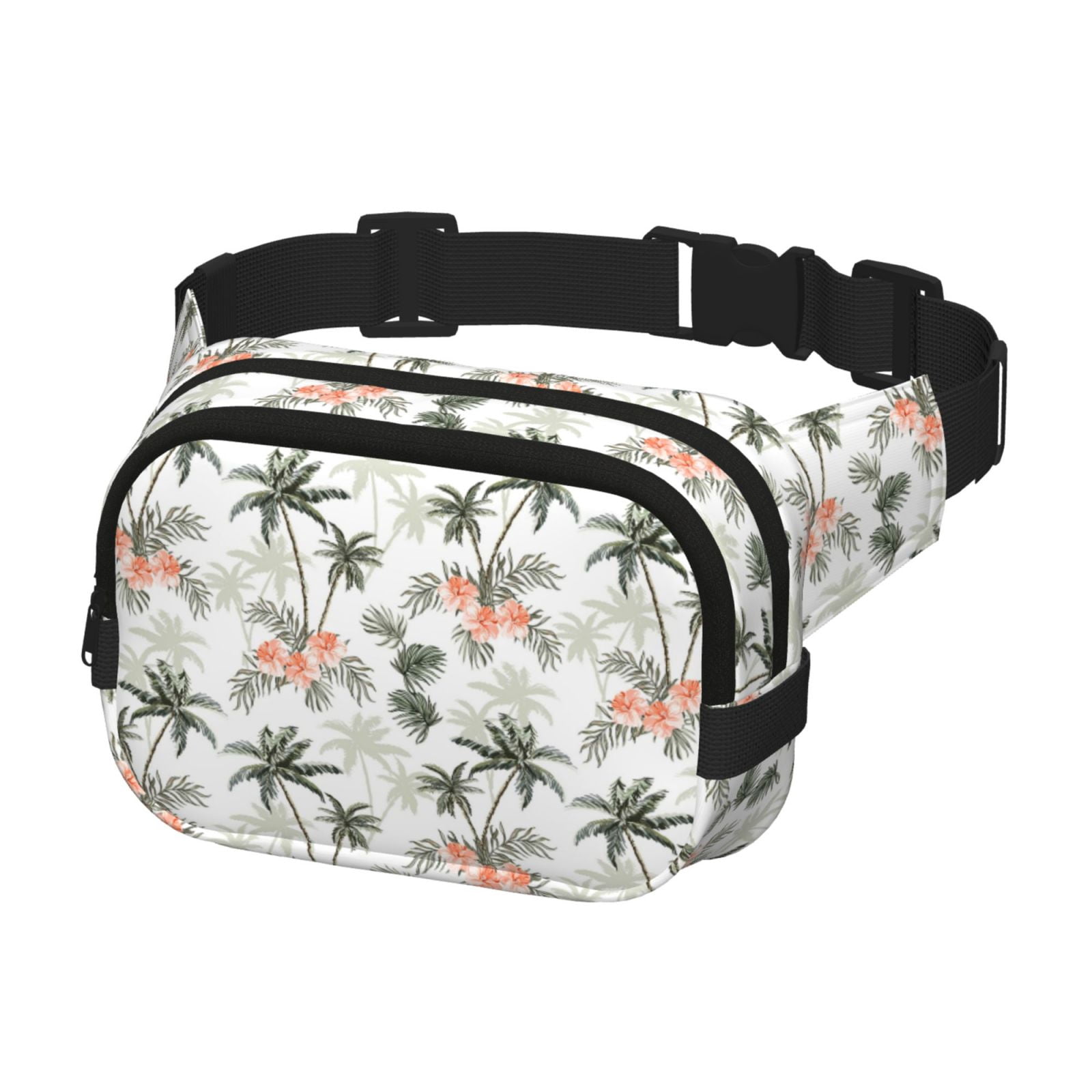 Picia Vintage Palm Trees Print Square Double-Layer Waist Bag Mini Adjustable Waist Belt Bag Exercise Running Travel Hiking