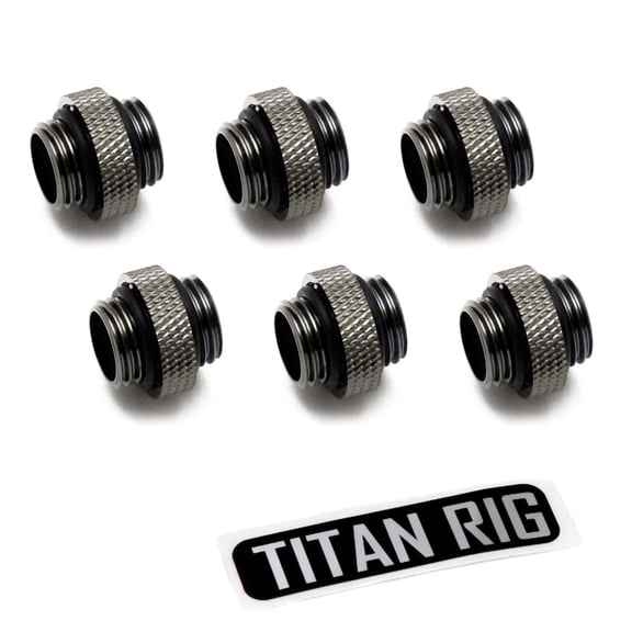 XSPC G1/4" 5mm Male to Male Fitting, Black Chrome, 6-pack