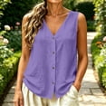 thumbnail image 3 of Perfectbot Women’s V-Neck Sleeveless Button-Down Tank Top – Lightweight Flowy Summer Blouse for Beach & Casual Wear, 3 of 6