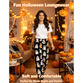 thumbnail image 5 of Fuzzy Halloween Pajama Pants Women Men Flannel Pjs Pants Couples Matching Plush Pajama Bottom Costume Gifts,Black, 5 of 8