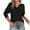Black, variant on Plebaso Women's Tops Casual V Neck Puff 3/4 Length Sleeve Blouses Solid Color Ladies Summer Dressy Shirts