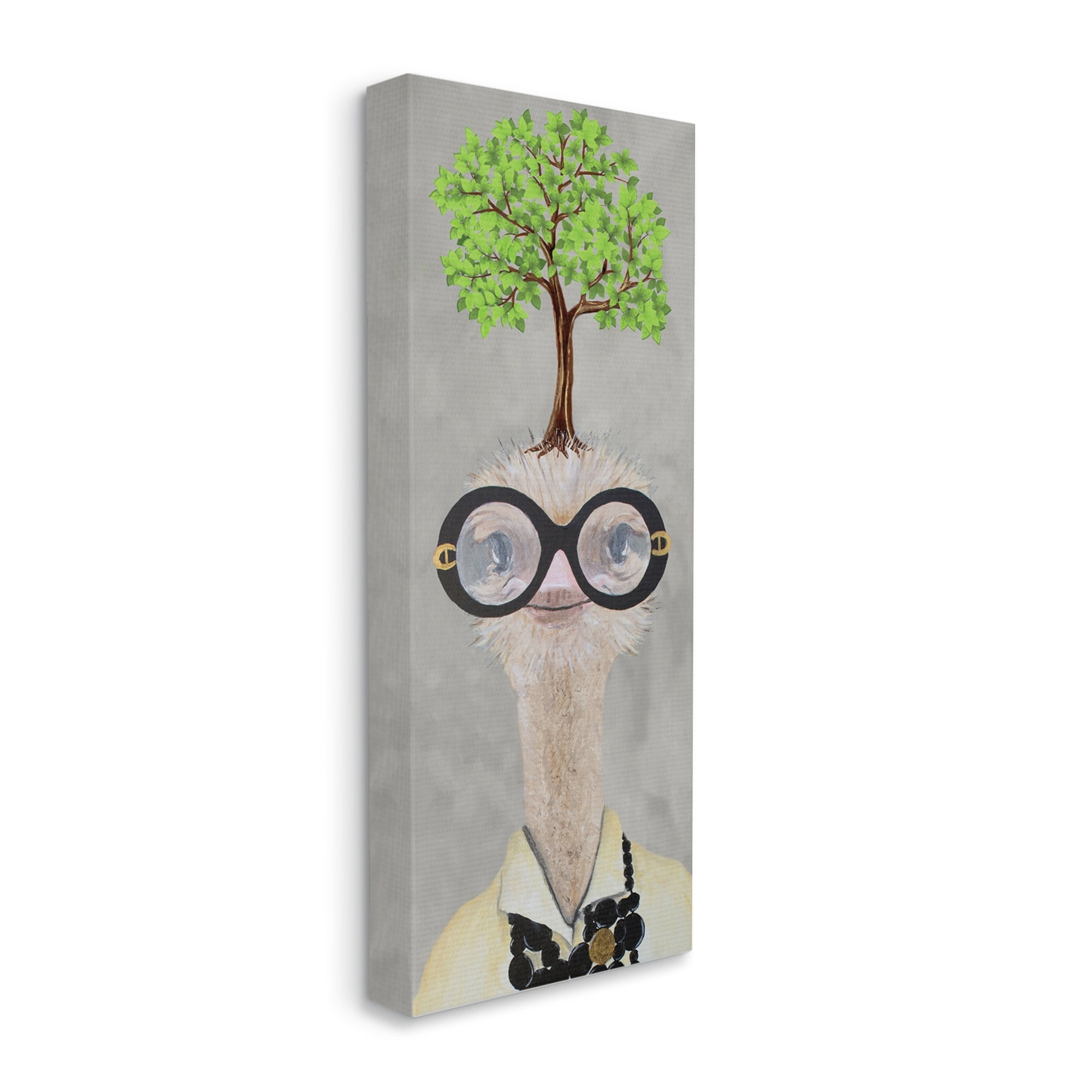 Stupell Industries Vintage Ostrich Fashion Tree Animals & Insects Painting Gallery Wrapped Canvas Print Wall Art