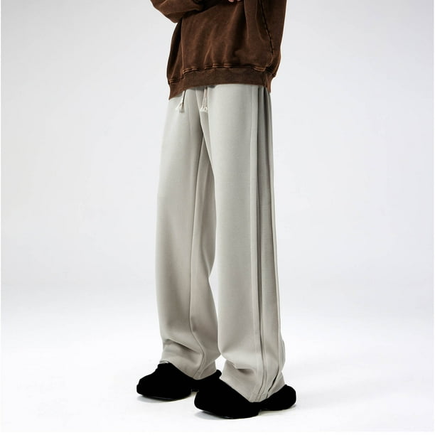 Pantalones cargo de poliéster con laminación lateral y cordón ajustable de color liso para hombre