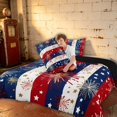 thumbnail image 4 of Manfei Firework Star Stripe Queen Comforter Set, Patriotic July 4th Comforter Sets Queen, Red White Blue Gold, Black Reversible 3pcs, 1 Comforter and 2 Pillowcases, 4 of 6