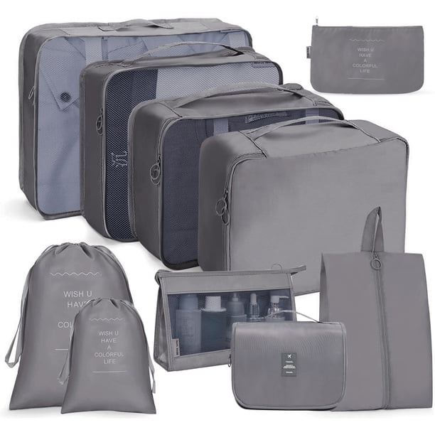 Bolsa de almacenamiento de viaje, juego de 10 piezas, organizador de ropa para equipaje de viaje, bolsa de almacenamiento, juego de almacenamiento simple y separado