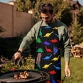 thumbnail image 4 of Cartoon Dinosaurs Colorful Silhouettes Apron-Garden Aprons for Women with Pockets-Cotton Linen Waterproof Kitchen Cooking Gardening Aprons Adjustable for Kitchen,Cooking,BBQ and Salon 33x27 Inch, 4 of 7