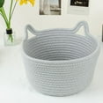thumbnail image 3 of Light Grey Bathroom Shelf Basket, 9.4 Inch Woven Rope Bin, 1 Count, Small Cotton Storage Container For Guest Towel Skin Care, Modern Living Room Catchall, Clean Minimalist Home Organization, 3 of 3