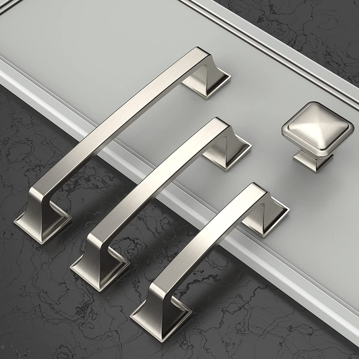Furniware 3" Silver Zinc Alloy Nickel Cabinet Pulls, 10 Piece 10 Pack