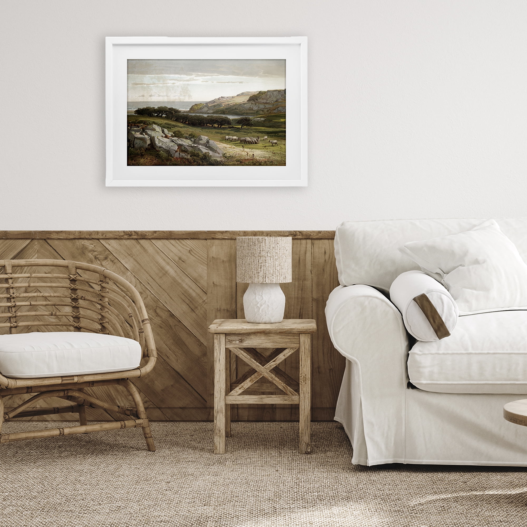 Stupell Industries Sheep in Passionate Landscape White Framed Print Under Glass, design by Lula Bijoux & co.