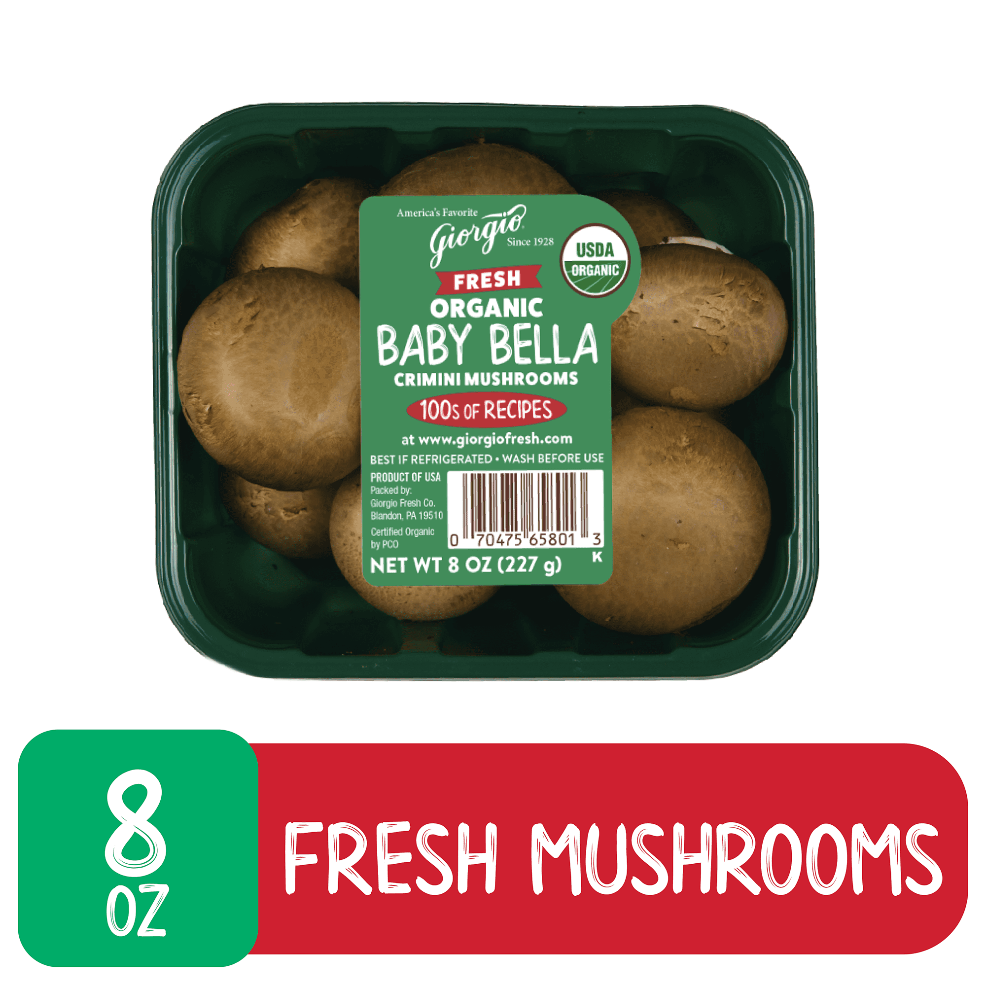 Fresh Whole Organic Brown Mushrooms, 8 oz