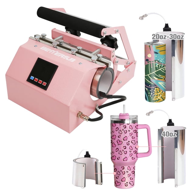 Máquina de prensado térmico Tumbler BetterSub 3 en 1, 1,2 L, 900 W, rosa