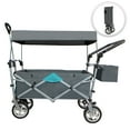 thumbnail image 4 of Collapsible Wagon Cart With Wheels, Foldable Utility Heavy Duty Wagons Carts With Removable Canopy, 150 Lbs Large Capacity For Grocery Sports Garden Shopping, 4 of 8