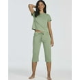 thumbnail image 6 of Real Essentials 2 Pack: Women's Cotton Pajamas Short Sleeve Tops and Capri Pants Pajama Sets with Pockets (Available In Plus), 6 of 6