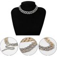 thumbnail image 4 of Gargantilla de cadena de eslabones cubanos Yashi Cool Curb con diamantes de imitación unisex estilo hip hop, 4 of 4