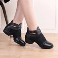 thumbnail image 2 of zapatos de baile con superficie de red para mujer, zapatos informales para niñas, zapatos de baile de tacón alto de cuero para mujer, zapatos de baile cuadrados de Jazz modernos al aire libre, 2 of 5