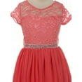 thumbnail image 3 of Little Girls Lovely Floral Lace Chiffon Sparkling Rhinestone Flowers Girls Dresses Coral 2 (J20KS53), 3 of 3